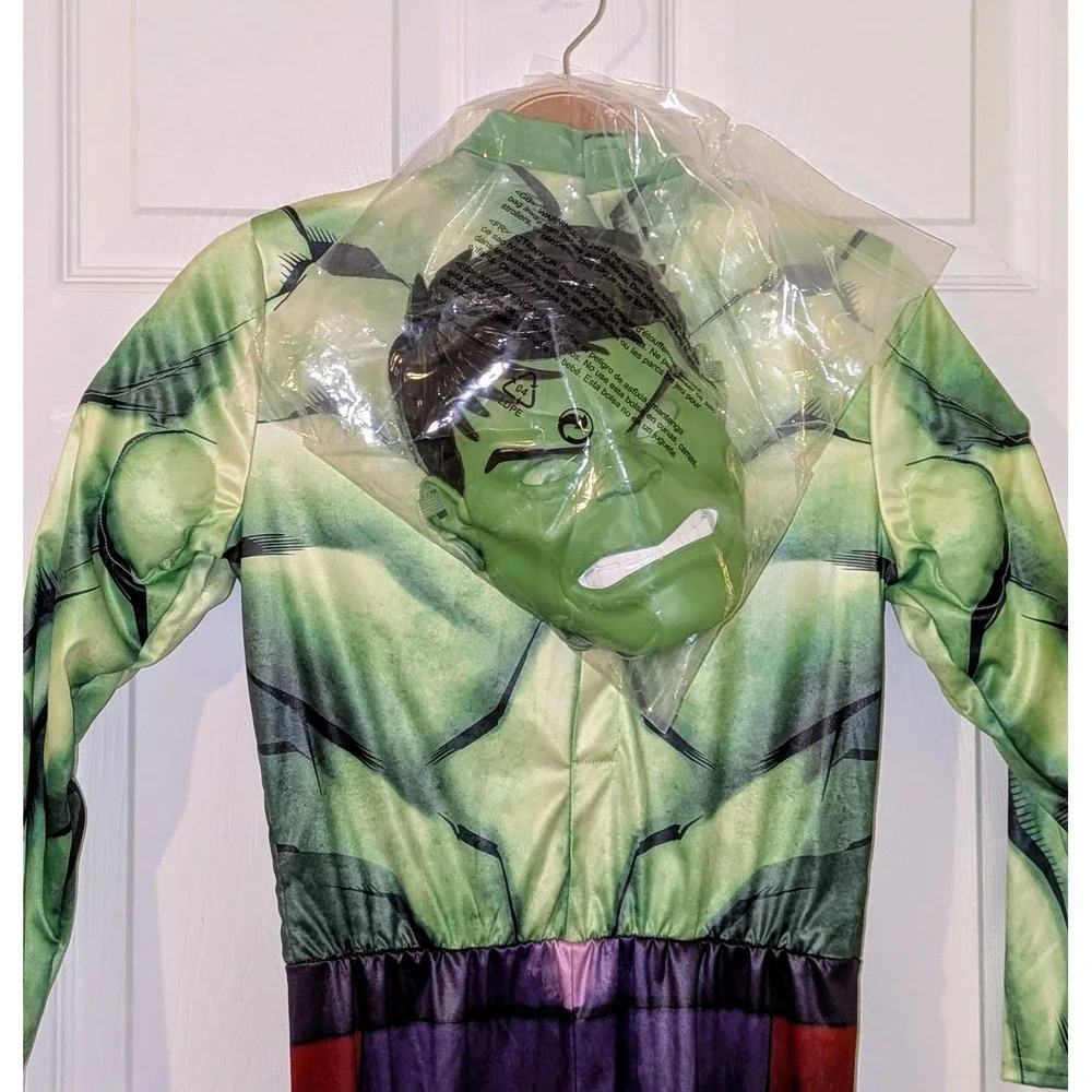 Avengers Hulk Costume Play Jumpsuit with Mask &‎ Gloves Size M 8-10 NEW